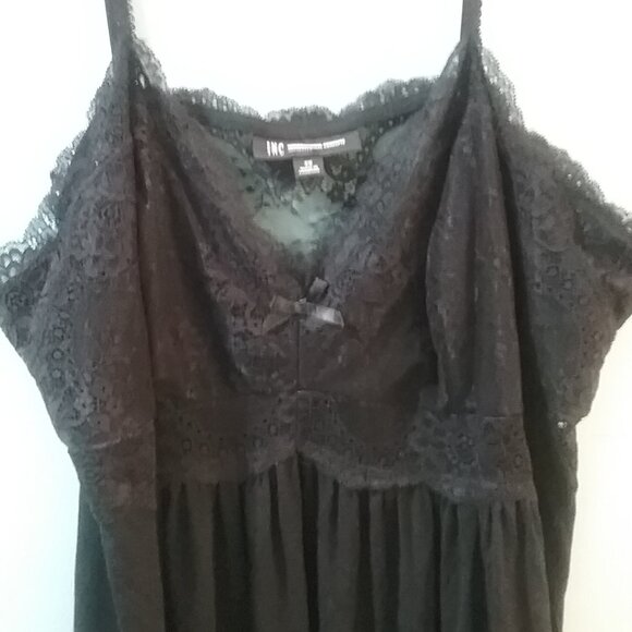INC Intimates Black Nightie With Lace Top - Picture 1 of 4